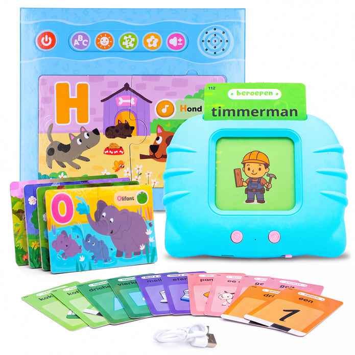 Beebie Babbels Taalbuddy Puzzel Bundel | Taalbuddy Blauw + Taalbuddy Puzzelvariant | Woordjes Leren & Interactieve Alfabet Puzzel | Pratende Flitskaarten | Nederlands Leren | Educatief Montessori Speelgoed | Taalontwikkeling